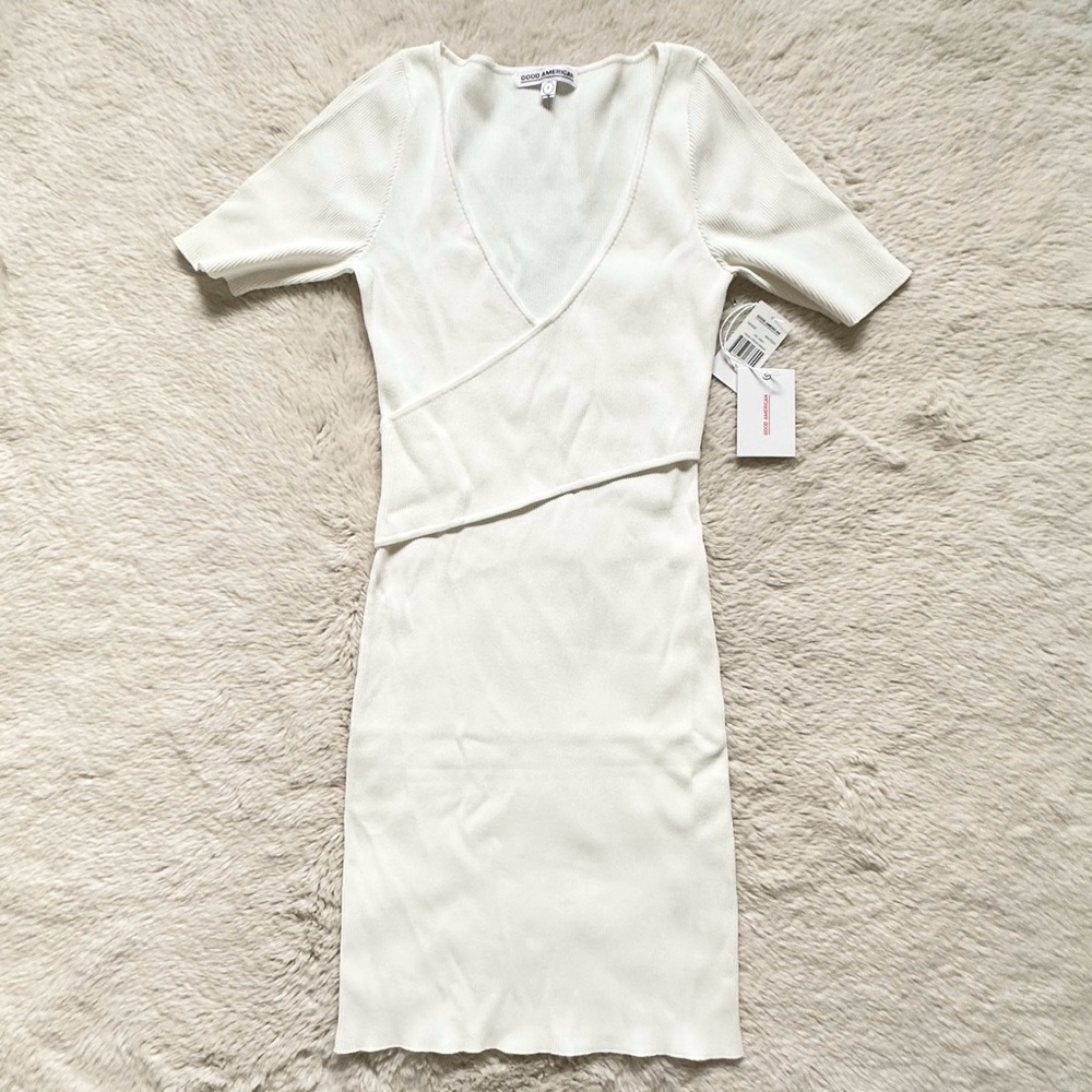 Good American Criss Cross Ribknit Dress